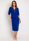 Lizabella Embellished V Neck Pencil Dress, Royal