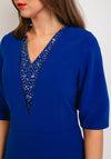 Lizabella Embellished V Neck Pencil Dress, Royal
