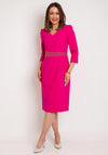 Lizabella Embellished Waist Pencil Dress, Hot Pink