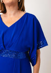 Lizabella V-Neck Sequin Midi Dress, Royal Blue