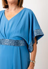 Lizabella V-Neck Sequin Midi Dress, Light Blue