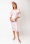 Lizabella Square Neckline Embellished Textured Midi Dress, Pink