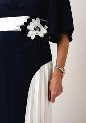 Lizabella A-Line Detachable Ruffle Detail Dress, Navy