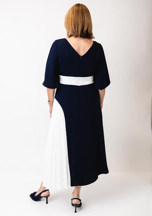 Lizabella A-Line Detachable Ruffle Detail Dress, Navy