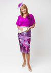 Lizabella Jacquard Contrast Bodice Pencil Dress, Purple