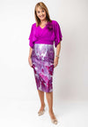 Lizabella Jacquard Contrast Bodice Pencil Dress, Purple
