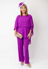 Lizabella Chiffon Layered Top and Trousers Set, Purple