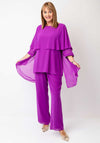 Lizabella Chiffon Layered Top and Trousers Set, Purple
