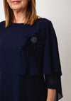 Lizabella Chiffon Layered Top and Trousers Set, Navy