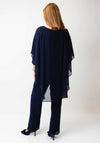 Lizabella Chiffon Layered Top and Trousers Set, Navy