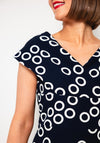 Lizabella Circle Print Pencil Midi Dress, Navy