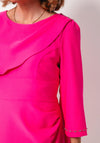 Lizabella Draped Embellished Pencil Dress, Hot Pink