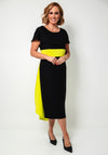 Lizabella Metallic Contrast Pencil Midi Dress, Black and Lime