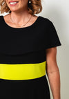 Lizabella Metallic Contrast Pencil Midi Dress, Black and Lime