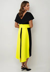 Lizabella Metallic Contrast Pencil Midi Dress, Black and Lime