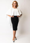Lizabella Embellished Cape Detail Pencil Dress, Black and White