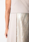 Lizabella Embellished Metallic Pencil Dress, Stone