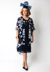 Lizabella Floral Print Embellished Chiffon Dress, Navy