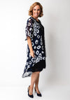 Lizabella Floral Print Embellished Chiffon Dress, Navy