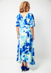Lizabella Floral Feather Brooch Flared Dress, Blue