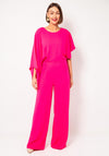 Lizabella Asymmetric Sleeve Wide Leg Jumpsuit, Hot Pink