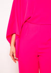 Lizabella Asymmetric Sleeve Wide Leg Jumpsuit, Hot Pink