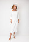 Lizabella Ruched Neck Midi Pencil Dress, Off White
