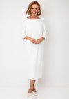 Lizabella Ruched Neck Midi Pencil Dress, Off White