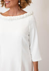 Lizabella Ruched Neck Midi Pencil Dress, Off White