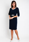 Lizabella Pearl Trim Pencil Midi Dress, Navy