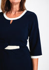 Lizabella Pearl Trim Pencil Midi Dress, Navy