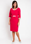 Lizabella Pearl Trim Pencil Midi Dress, Raspberry