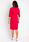 Lizabella Pearl Trim Pencil Midi Dress, Raspberry