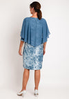 Lizabella Chiffon Cape Embossed Midi Dress, Teal