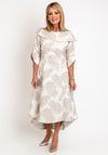 Lizabella Embossed Dip Hem Midi Dress, Stone