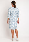 Lizabella Palmette Pearl Trim Midi Dress, Aqua Blue
