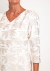 Lizabella Palmette Pearl Trim Midi Dress, Stone