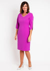 Lizabella Pearl Trim Tulip Sleeve Pencil Midi Dress, Fuchsia