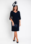 Lizabella Pearl Trim Tulip Sleeve Pencil Midi Dress, Navy