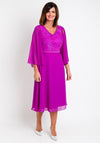 Lizabella Applique Chiffon Midi Dress, Fuchsia