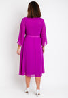 Lizabella Applique Chiffon Midi Dress, Fuchsia