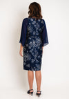 Lizabella Floral Jacquard Chiffon Sleeve Midi Dress, Navy