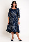 Lizabella Floral Jacquard Dip Hem Midi Dress, Navy