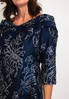 Lizabella Floral Jacquard Dip Hem Midi Dress, Navy