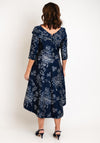 Lizabella Floral Jacquard Dip Hem Midi Dress, Navy
