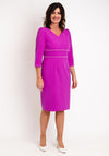 Lizabella Pearl Trim Midi Dress, Fuchsia