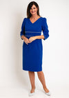Lizabella Pearl Trim Midi Dress, Royal Blue
