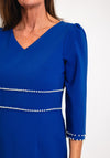 Lizabella Pearl Trim Midi Dress, Royal Blue