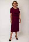 Lizabella Beaded Embellished Drape Pencil Dress, Berry Wine