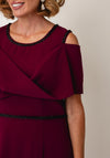 Lizabella Beaded Embellished Drape Pencil Dress, Berry Wine